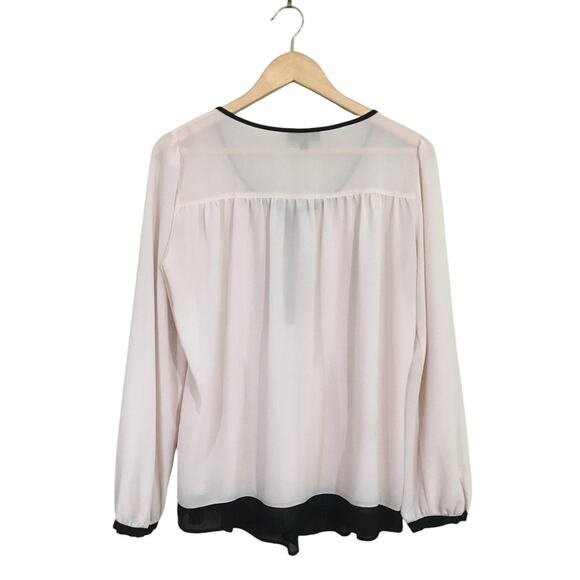 Spense Sheer Pink  Pleated Long Sleeve Blouse Size Medium - Picture 2 of 7